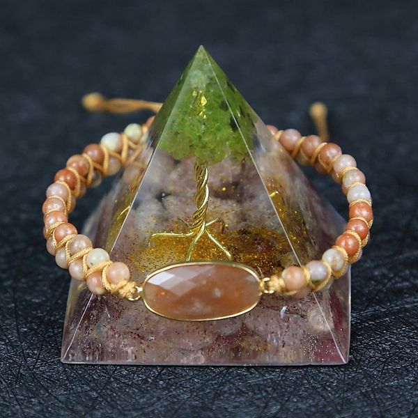 

tennis 2021 arrive orgonite pyramid jewelry set luxury natural stone charm yoga energy braid bracelet wholesale drop, Golden;silver