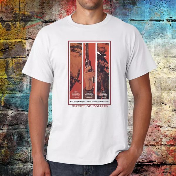 

fist full of dollars t-shirt, western movie t-shirt, graphic tee, White;black