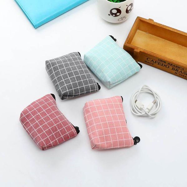 

storage bags 1pcs lattice pattern korean style canvas mini coin purse nice gift women wallets kids money bag card holder 10.5*8.5cm