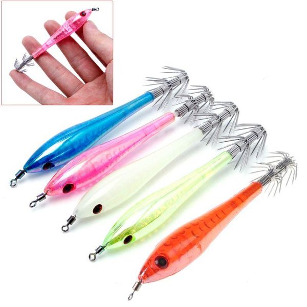 

5pcs glow in dark luminous squid cuttlefish fishing lures tackle jig bait hooks 27rd
