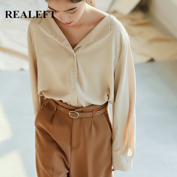 

spring summer chiffon solid women's shirt female button blouse long sleeve korean style casual loose blouses 210428, White