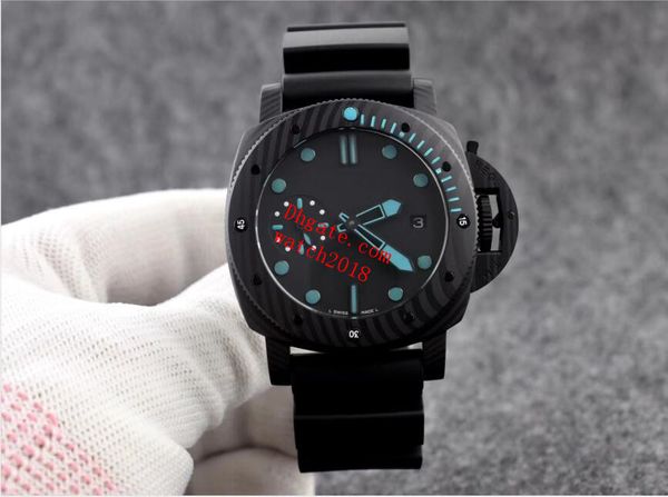 

luxury watches classic series p 00960 automatic movement 42mm men watch mechanical carbotech counterclockwise rotating bezel case black rubb, Slivery;brown