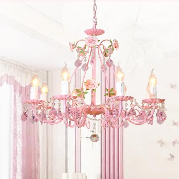

chandeliers floral chandelier lamp pink color ceramic roses d66cm h52cm 8arms bedroom light fixture e14 led home decoration