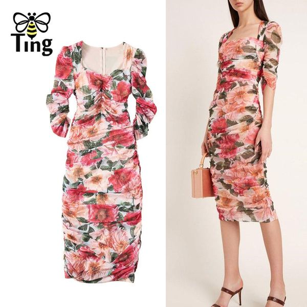 

casual dresses tingfly vintage elegant floral print party night retro sqaure collar flower bodycon sheath midi dress elbise robes, Black;gray