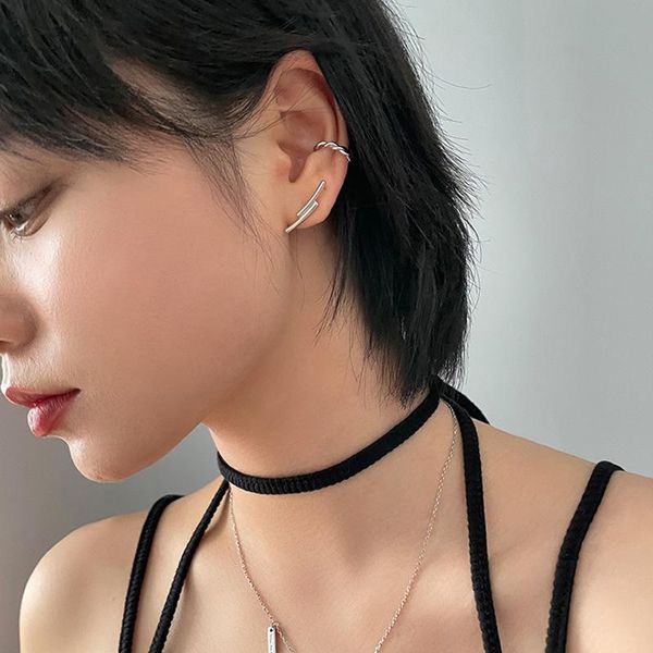 

stud korean fashion curved lines earrings for women silver color geometry simple piercing earring girl trendy arete jewelry gift, Golden;silver