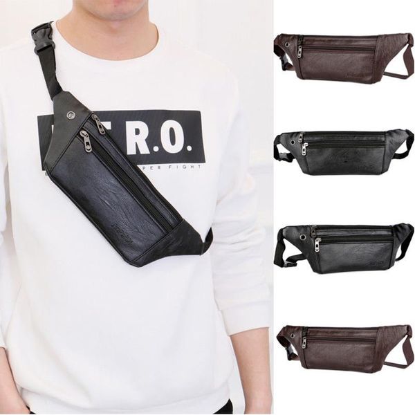 

outdoor bags 1pc portable men travel cross body bag sports waist pu leather backpack