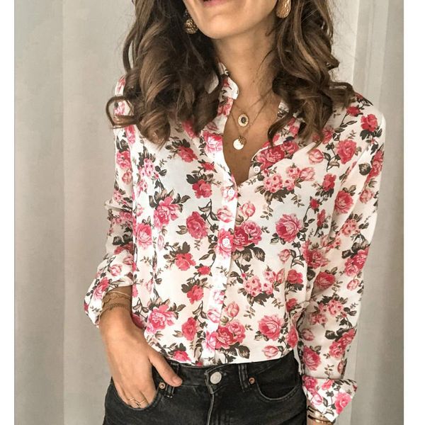 

women fashion boho ol shirt pullover casual streetwear floral plus size blouse s-2xl women's blouses & shirts, White