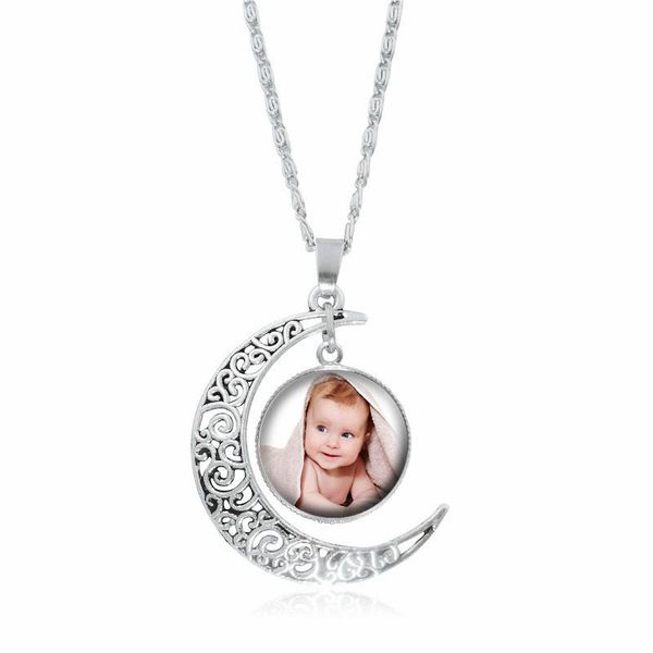 

pendant necklaces 2021 po pendants custom moon necklace of your baby child lovely loved one gift family jewelry, Silver