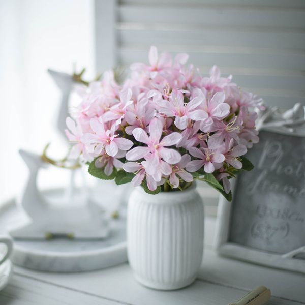 

diy home wedding decorative cherry blossoms artificial flowers simulation fake flowers bouquet faux flowers branch