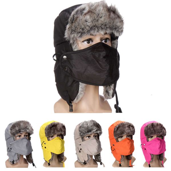 

autumn winter skiing thickened with ear protection camouflage mask lei feng men's and women's warm hat, Blue;gray