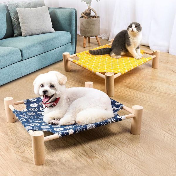 

cat beds & furniture hammock bed assemble canvas wood sleeping shelf seat summer lazy mat lounger sofas for rabbits kitten small dogs