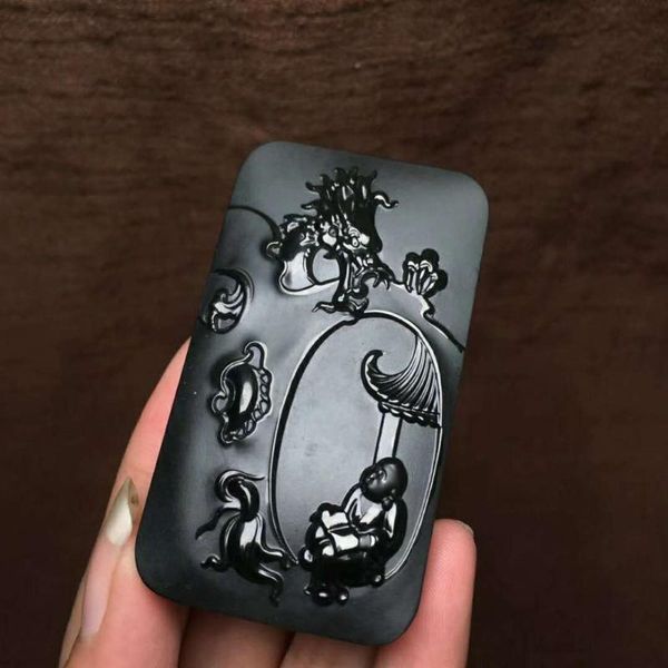 

lockets h44#hetian jade pendant, fine and smooth texture, Silver