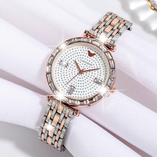 

women watches 2021 luxury diamond quartz wristwatches ladies fashion casual woman wrist watch steel female clock for, Slivery;brown