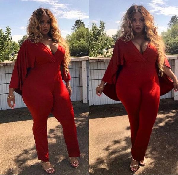 

women's jumpsuits & rompers latest autumn and winter deep v pure ribbon cape one-piece pants, Black;white