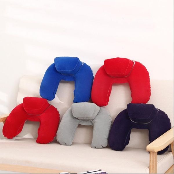 

pillow portable push-type inflatable u-shaped travel multi-purpose flocking soft high-elastic camping office