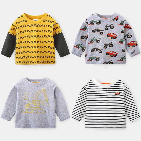Jongens Lange Mouw T-shirt Mode Lente Kinderkleding Baby Kids Volledige Print Gestreepte Basic Voor Jongen 2 3 4 5 8 Jaar 210529