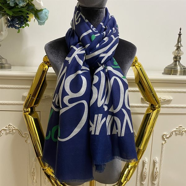 Damen-Schal, Schal, Pashmina, gute Qualität, 100 % Kaschmir-Material, mit Buchstabenmuster bedruckt. Dünne und weiche lange Schals für Damen, große Größe 200 cm – 93 cm