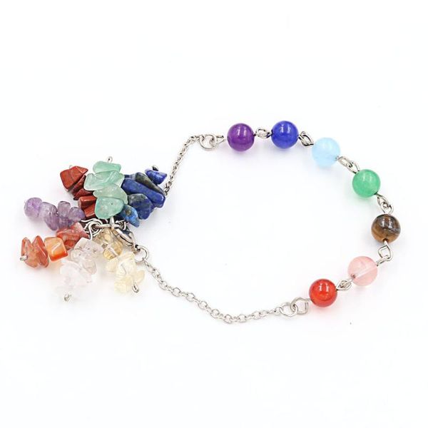 

link, chain fysl handmade weave irregular shape stone link bracelet healing chakra silver plated jewelry, Black