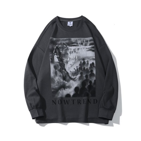 

sweatshirts dark black devil printed sweater mens high street fashion brand loose long sleeve trend round neck bottom shirt hoodie