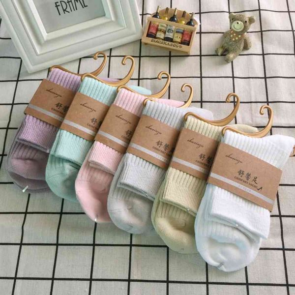 

four seasons double women's socks autumn and winter cotton candy color, Black;white
