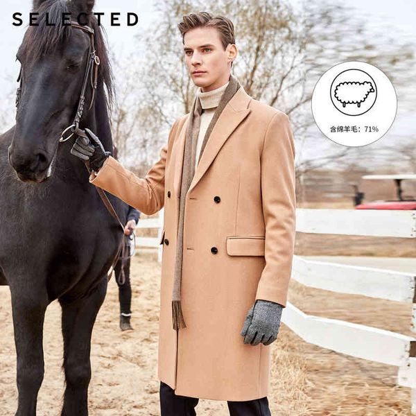 

selected vintage woolen blended outwear double-breasted wool coat s|419427526, Black;brown