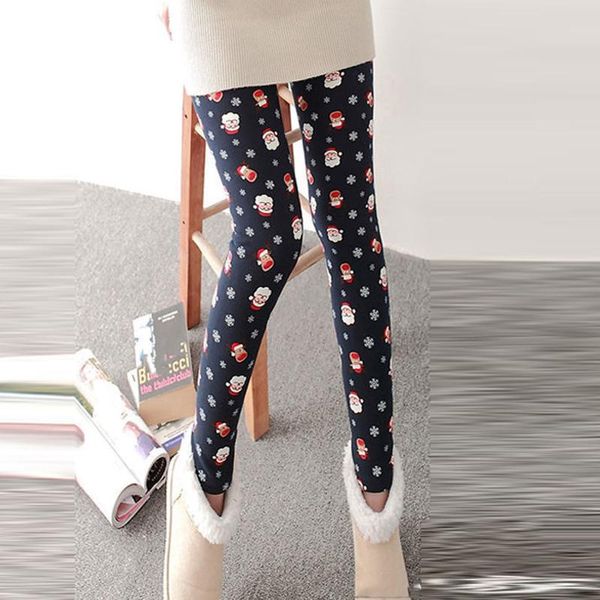 

women's leggings sportswear christmas print women fitness workout fashion high-waisted fleece warm pants elastic force legging, Black