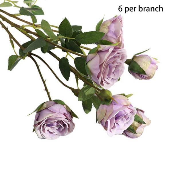 

other accessories 6 heads real touch artificial silky rose flowers fake green leaves vintage bridal wddding bouquet home garden party props, White