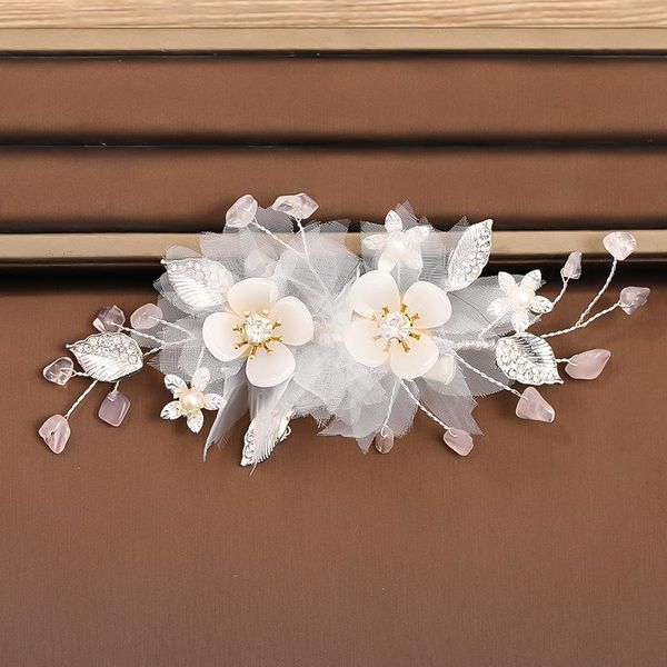 

hair clips & barrettes women's with flower and woven leaf 2021 fashion bridal wedding hairpins elegant jewelry accessories for girls, Golden;silver
