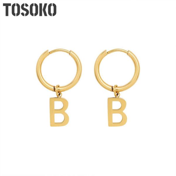 

stainless steel jewelry ring letter b pendant earrings exaggerated simple autumn and winter for women bsf363 dangle & chandelier, Silver
