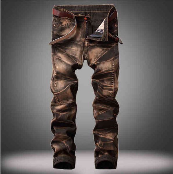 

men vintage straight jeans fashion trendy light wash long pants spring autumn winter clothing trousers, Blue