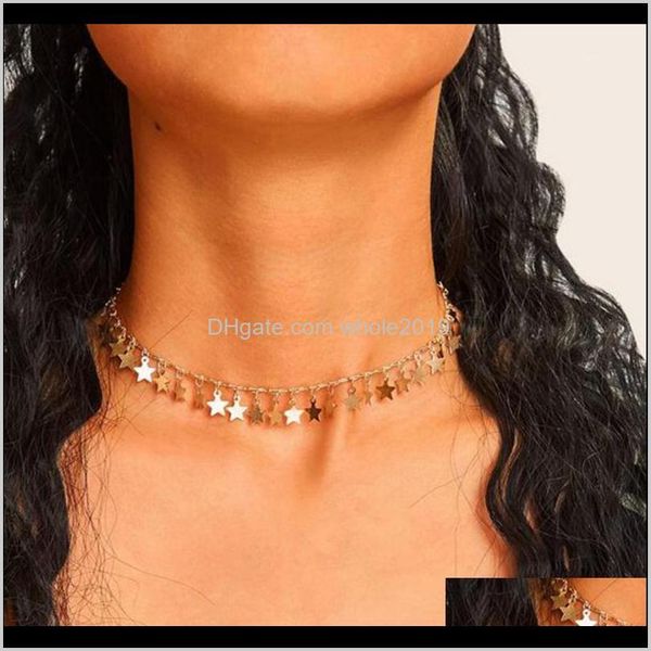 

necklaces & pendants delivery 2021 diomedes simple fashion personality five-pointed star tassel alloy pendant necklace ladies jewelry wholes, Silver
