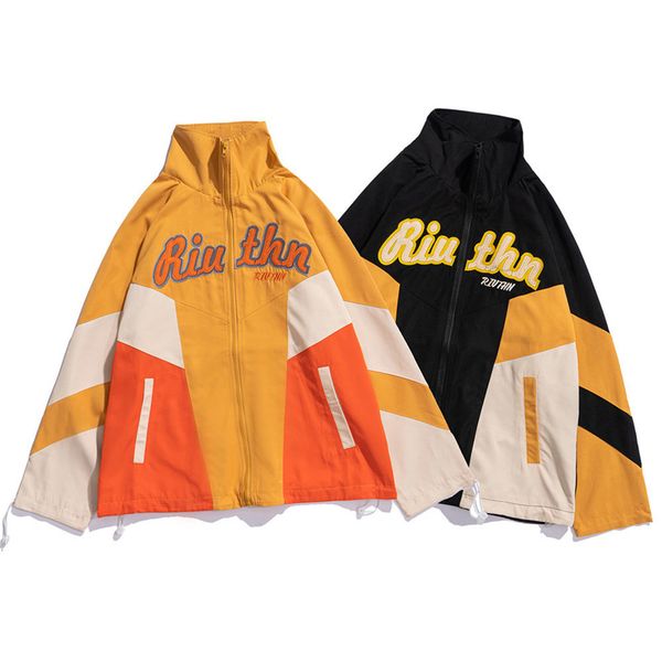 

men's hoodies & sweatshirts sports jacket, zipper, casual wear, hip-hop style, large size, color block embroidered harajuku letters, Black