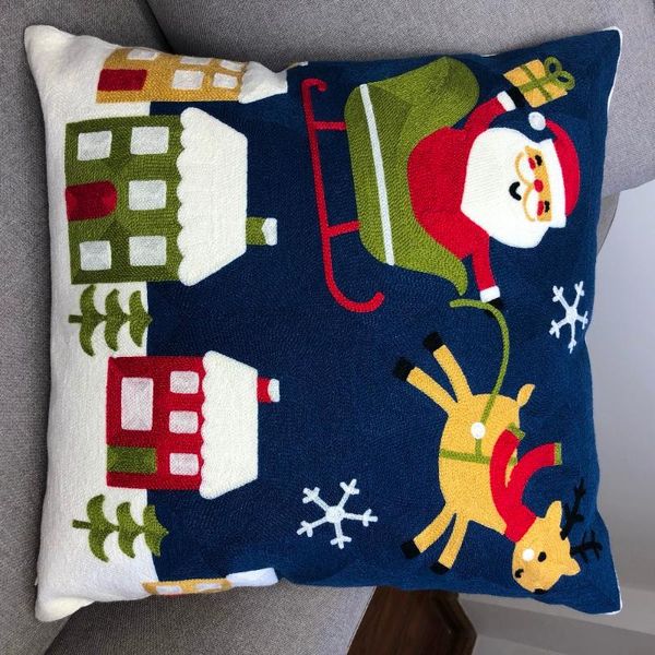

45*45cm size christmas square cushion cover embroidery santa claus case/decorative pillow case seat cushion/decorative