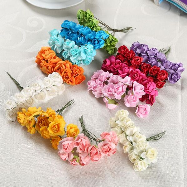 

144pcs 2cm artificial bouquets of roses paper flowers wedding decoration diy wreath collage decorative & wreaths