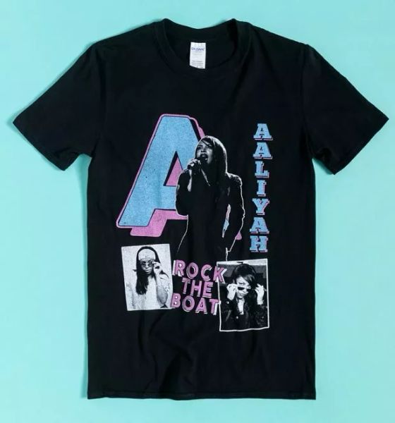 

official black rock the boat aaliyah t-shirt, White;black