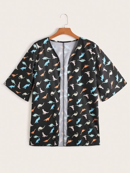 

dinosaur print kimono 11yn#, White;black