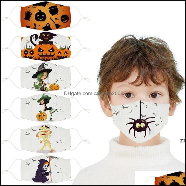 Designer Housekee Organizzazione Casa GiardinoHalloween Stampato Maschere in tessuto di cotone per bambini Maschera per polvere e foschia per studenti Può essere lavata Pm2.5 Hw