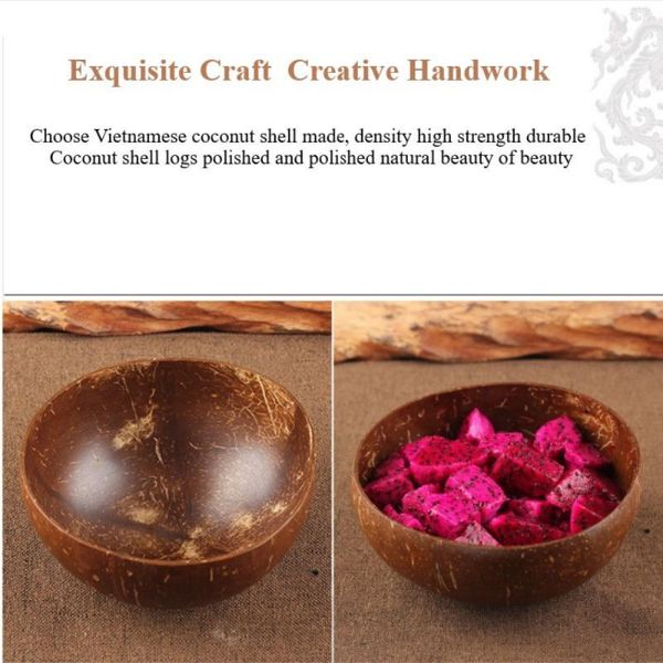 

bowls 1pc natural coconut bowl kitchen tableware decoration fruit salad noodle wooden rice