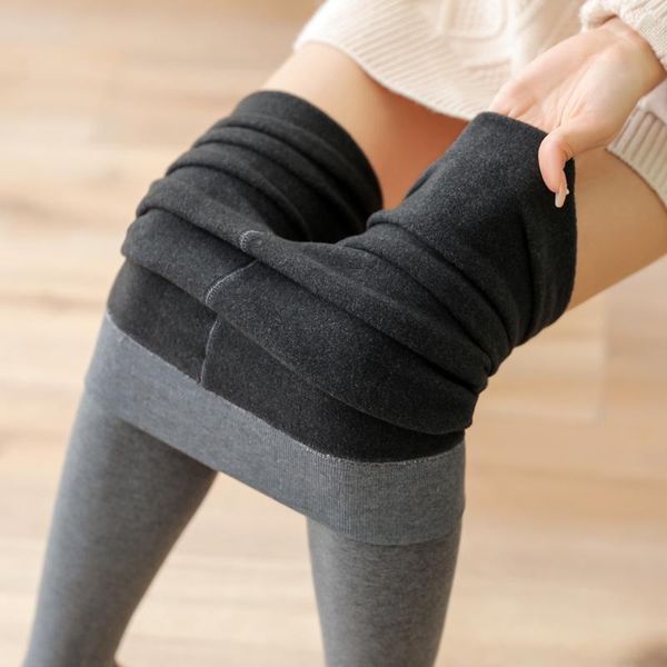 

women's leggings 2021 fashion autumn and winter high elasticity good quality thick velvet pants warm, Black