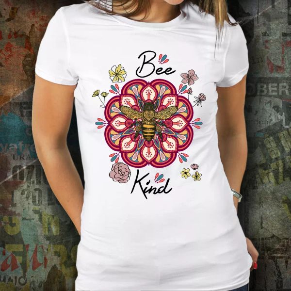 

bee kind flower hippie t-shirt peace love life be kind hippy tee gift women girl, White;black