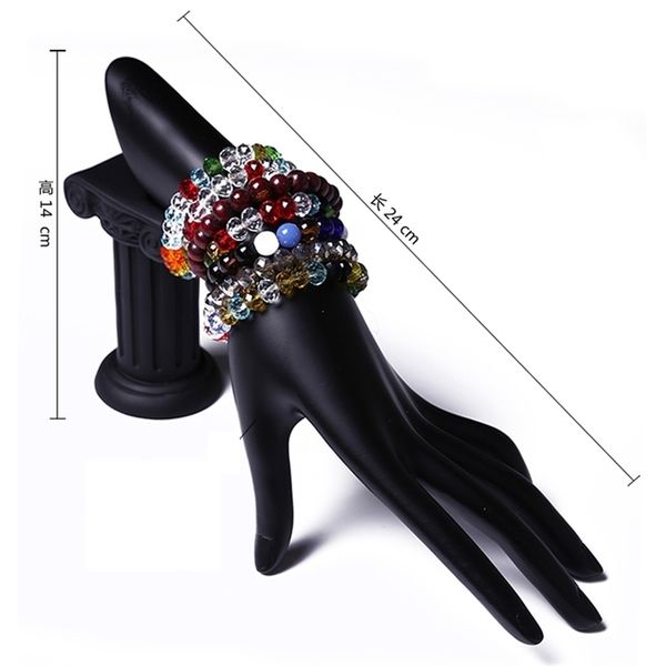 1PC Weibliche Mannequin Hand Frauen Display Modell Uhren Ringe Armbänder Halskette Schmuck Kunstwerk Schwarz Lehnen 211105