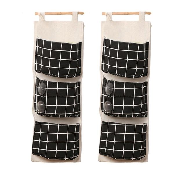 

storage boxes & bins waterproof cotton and linen three-layer handbag organizer with rope crossbar for kitchen bathroom dormitory