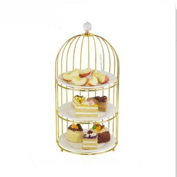 

other bakeware birdcage double layer cake stand wrought iron display ceramics three-tier fruit tray afternoon tea dessert decorative rack