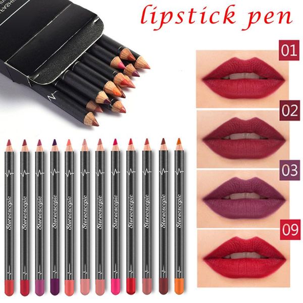 

lip pencils 12 colors liner pencil waterproof non-marking long lasting smooth matte velvet lipstick butt666