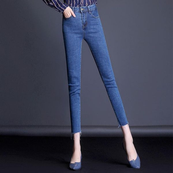 

women's jeans ctrlcity autumn style blue tassel women cool denim high waist pants capris female stretch pencil casual