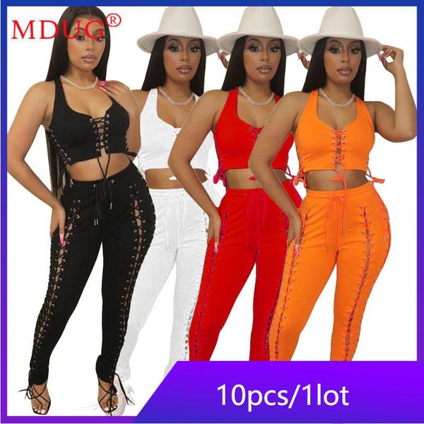 

women's two piece pants wholesale items bulk lots sleeveless y2k outfits set fashion bind tracksuit womens clothing b7224, White