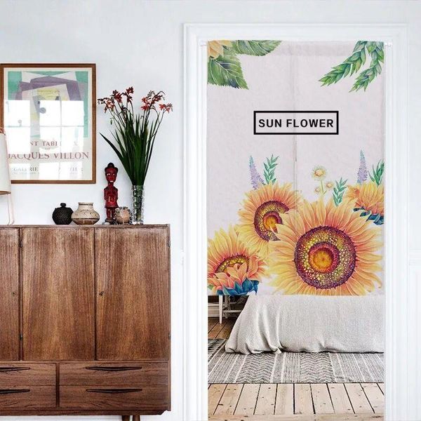 

curtain & drapes sunflower flower household fabric decorative door cotton linen bedroom half panel geomantic tube