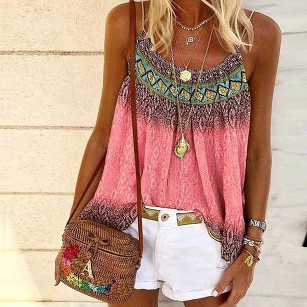 

women's tanks & camis plue size camisole bohemian print fashion off shoulder casual t-shirt ladies summer, White