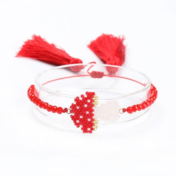 

link, chain beads hand-woven red mushroom simple women's bracelet, Black