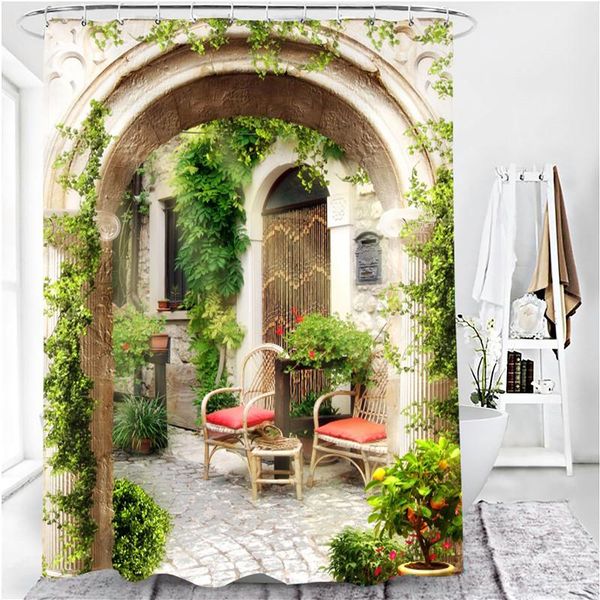 

shower curtains casual landscape bath decoration in the bathroom toilet screen with hook set waterproof modern bathtub partition